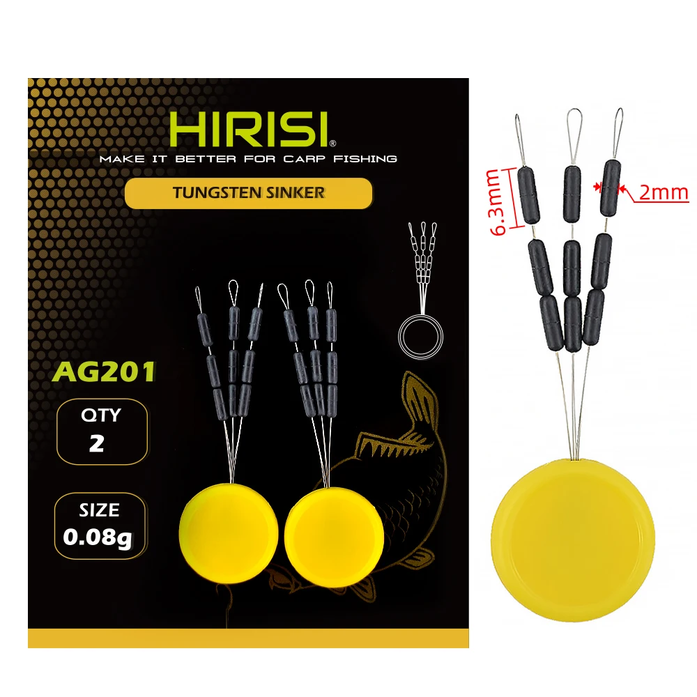 Hirisi 2set Tungsten Sinkers Hooklink Gewichten Maat 0.05g 0.08g voor Karpervissen Terminal Tackle AG200 Visaccessoires