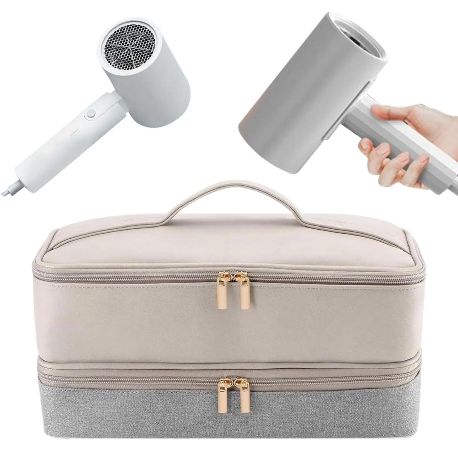 Carrying Case for Hair Dryer Double Layer Hair Stylist Suitcase with Divider