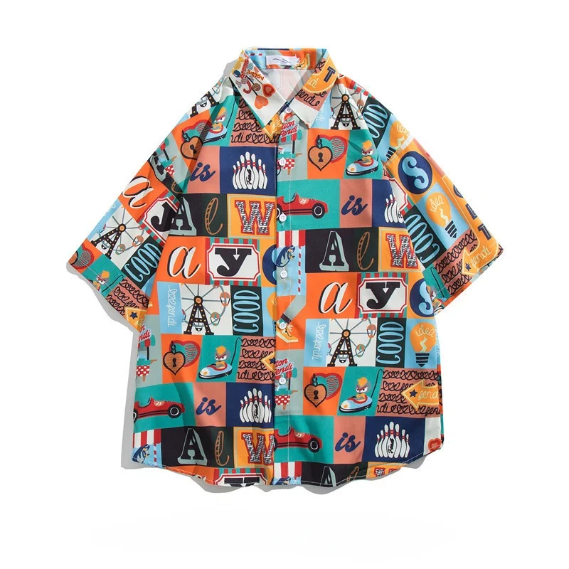 

Летняя мужская пляжная рубашка для серфинга с коротким рукавом и цветочным принтом, свободная повседневная красивая гавайская рубашка с коротким рукавом и принтом для путешествий
