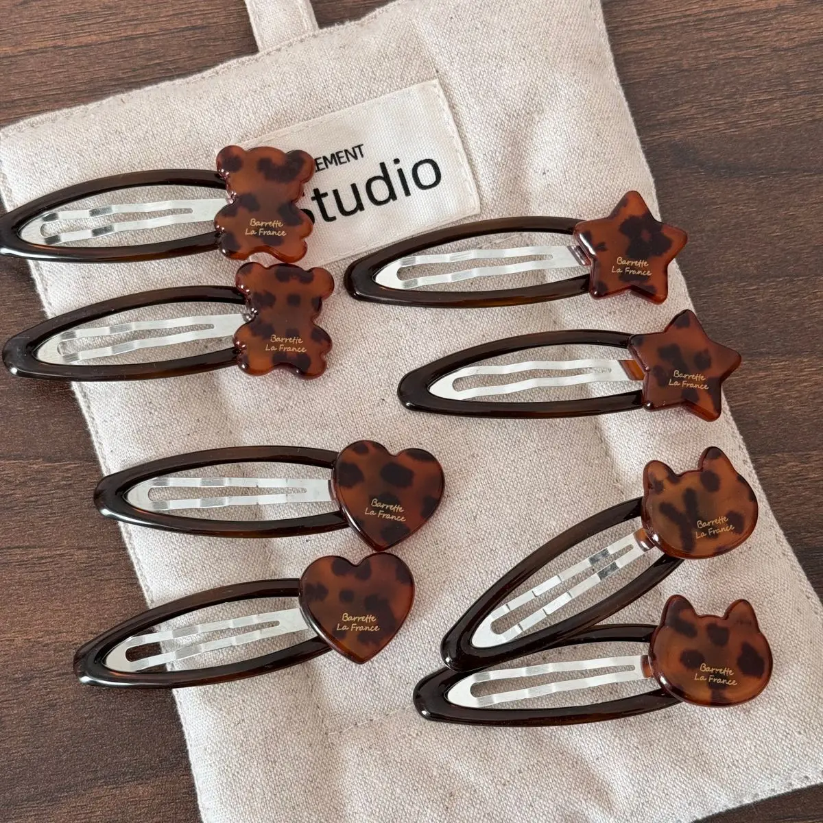 Hair Clip Leopard Print Acetate Letter Oval BB Star Side Bangs Fringe Cute Elegant Women Girls Daily Party Travel Lightweight