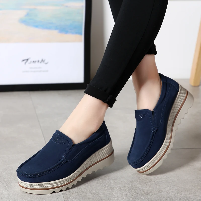 2022 Spring Women Flats Shoes Woman Platform Slip On Flats Sneakers Women Suede Ladies Tenis Loafers Moccasins Casual Shoes