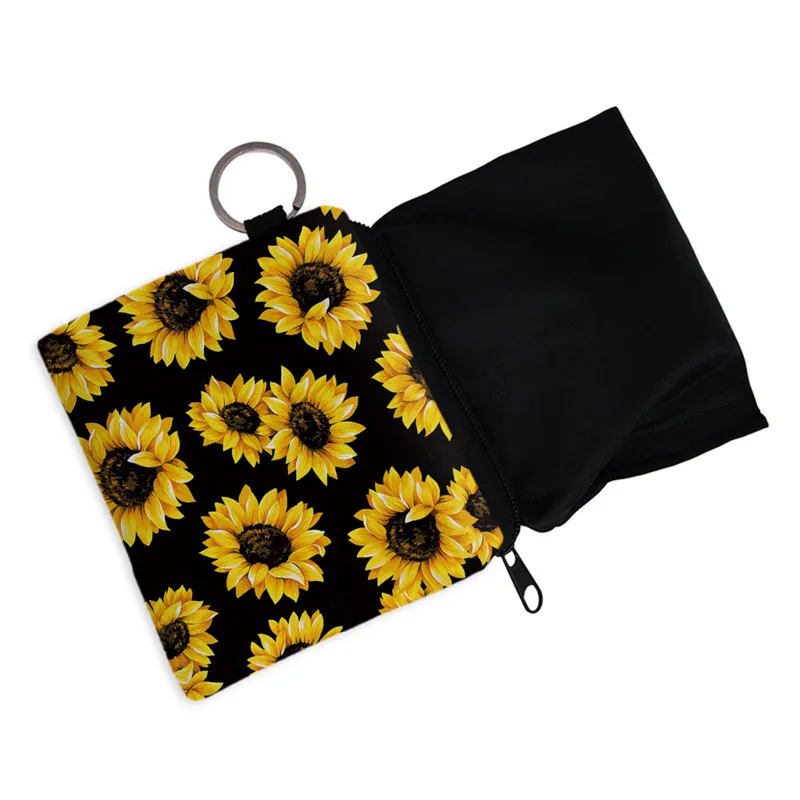 Cartoon Printing Coin Purse Classic Sunflower Change Bag Multi Functional Portable Key Card Bag Man Woman Wallet