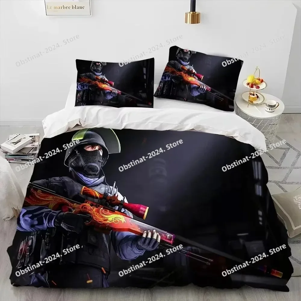 CS GO Game Gamer Counter Strike Bedding Set Duvet Cover Full Queen King Size Pillowcase Bed Print Aldult Kid Bedroom Single Twin