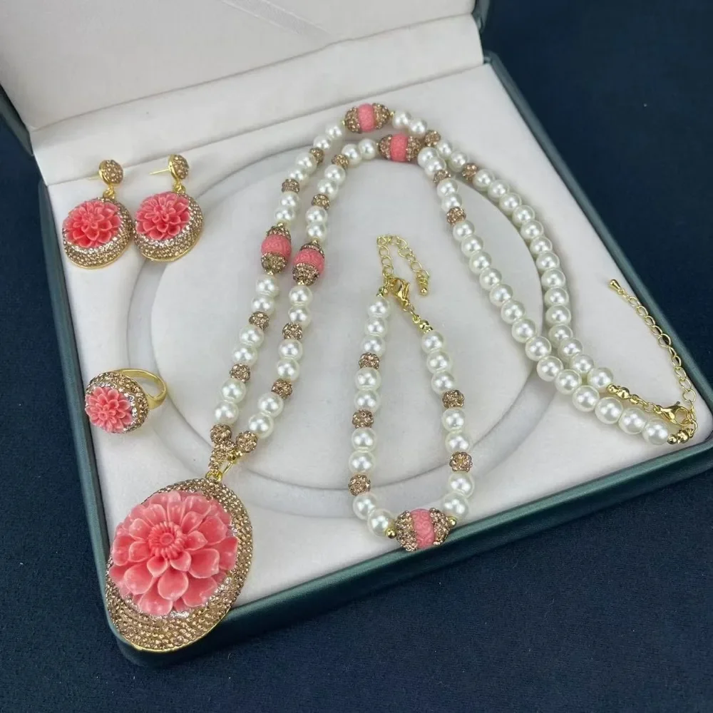 

New Shell Pink Gesanghua Women's Ethnic Jewelry Set Retro Simple Luxury Lady Clothing with Exquisite Accessories