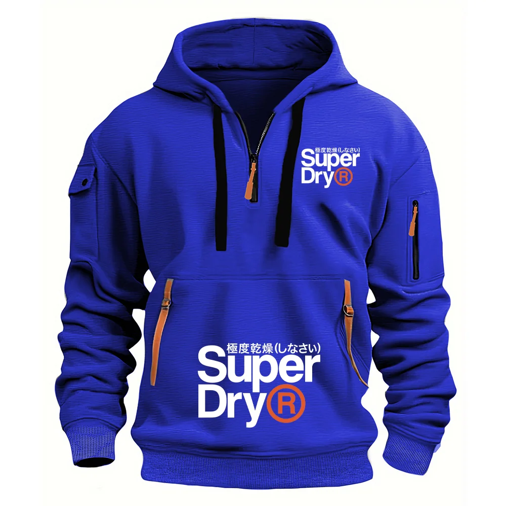 SUPERDRY العلامة التجارية الجافة للغاية الرجال الخريف والشتاء الشارع موضة عادية متعددة جيب سستة الرجعية ملابس العمل مقنعين البلوز