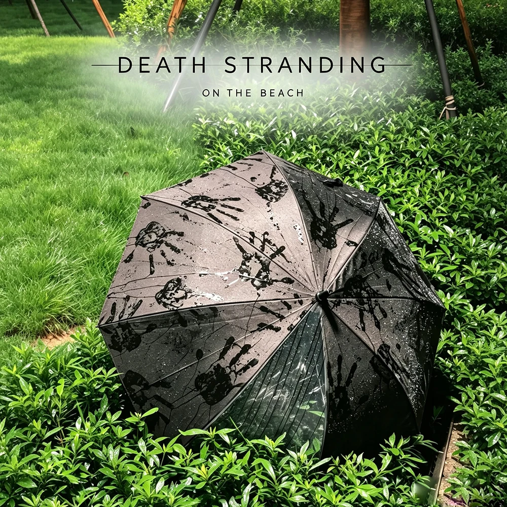 Game Death Stranding 2 On the Beach Cosplay Automatic 3 Folding Umbrella Splicing Long Handled Umbrellas Party Accessory Prop