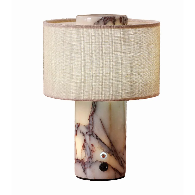 Natural Marble Ambient Light Rechargeable Table Lamp for Bedroom Hotel Bar Bedside Dining Desk