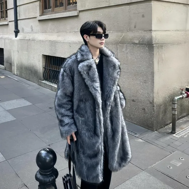 

2024 New Warm and Cold Resistant Fox Fur Coat for Men's Winter Fashion Versatile Imitation Fur Jacket Trend