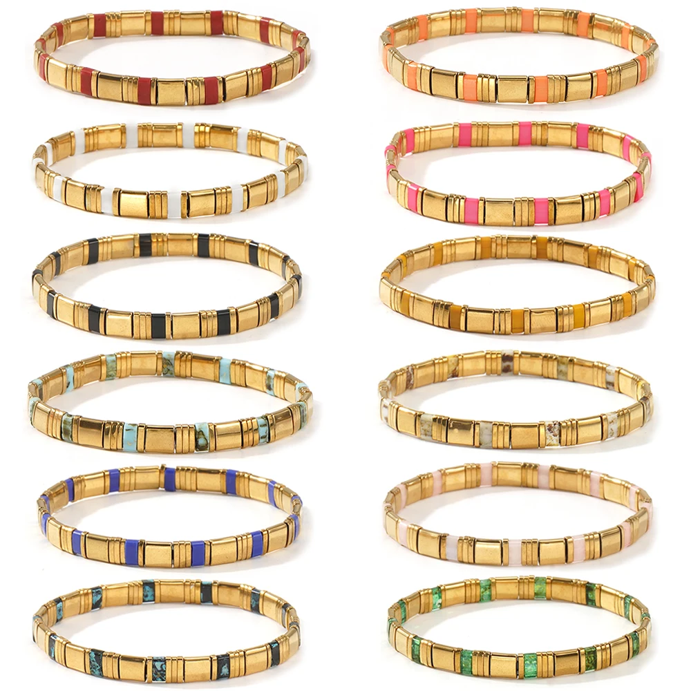 Go2boho Women's Rainbow Miyuki Tila Bracelet with New Glass Beads Boho Summer Beach Jewelry Pulseras Ladies Armband Gift - view 5