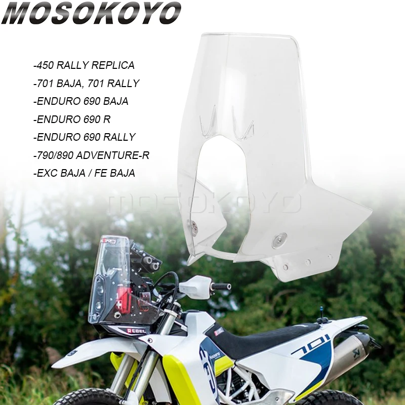 For 790 Rally Kit 790/890 ADVENTURE-R 701 BAJA 450 RALLY REPLICA Clear Headlight Fairing Off-Road Enduro Motocross Windshield