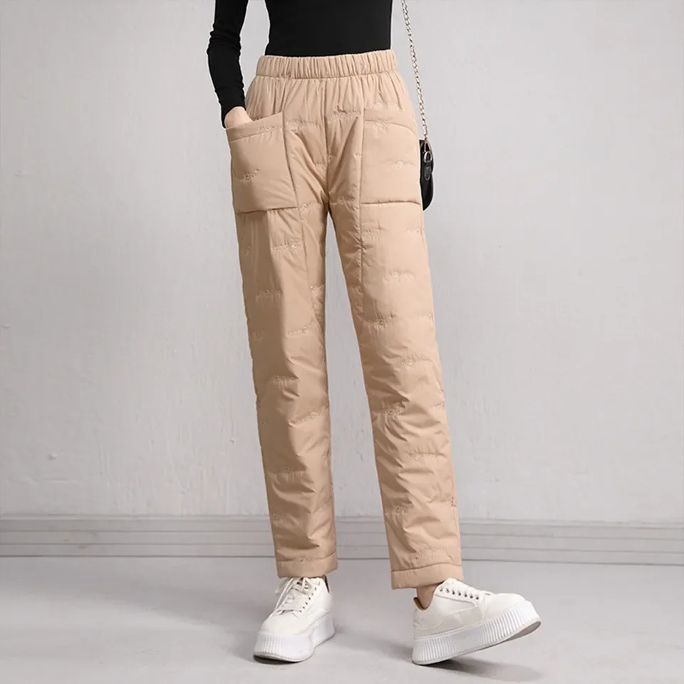 Winter Autumn Straight Leg Trouser Loose Slim Plus Size Thermal Pants Light Down Cotton Trousers For Women Clothing Жіночі штани