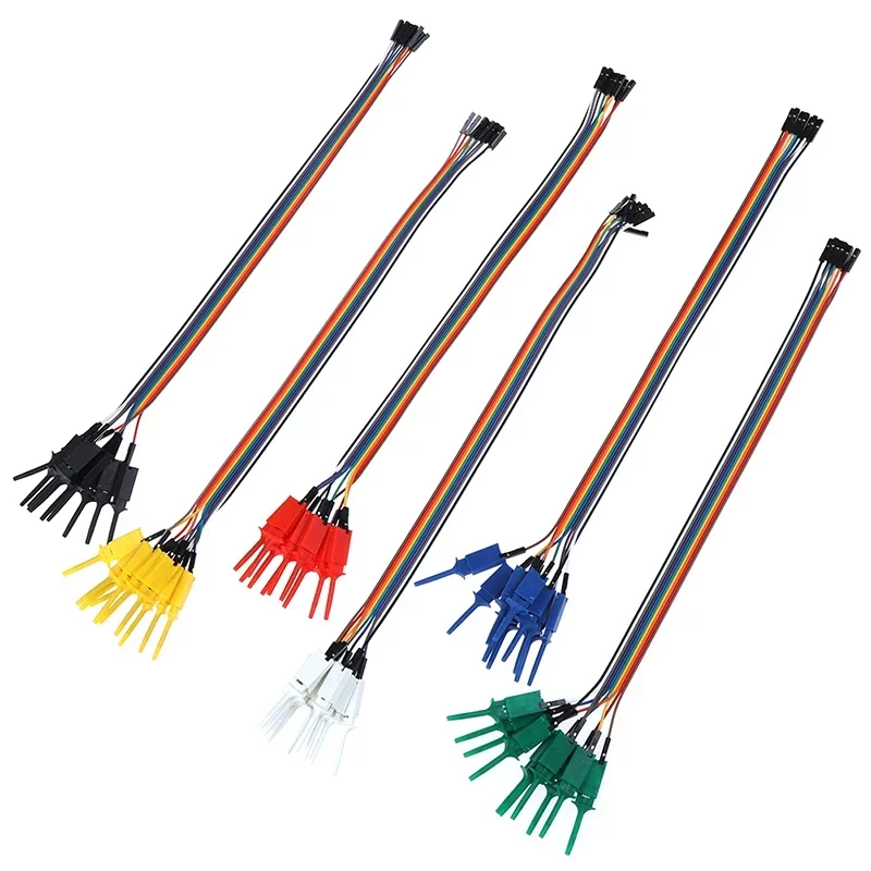 1Set 20CM Plastic Metal Logic Analyzer Cable Gripper Probe Test Lead 10-pin Hook Clamp Set For Chips Pins Connecting Testing