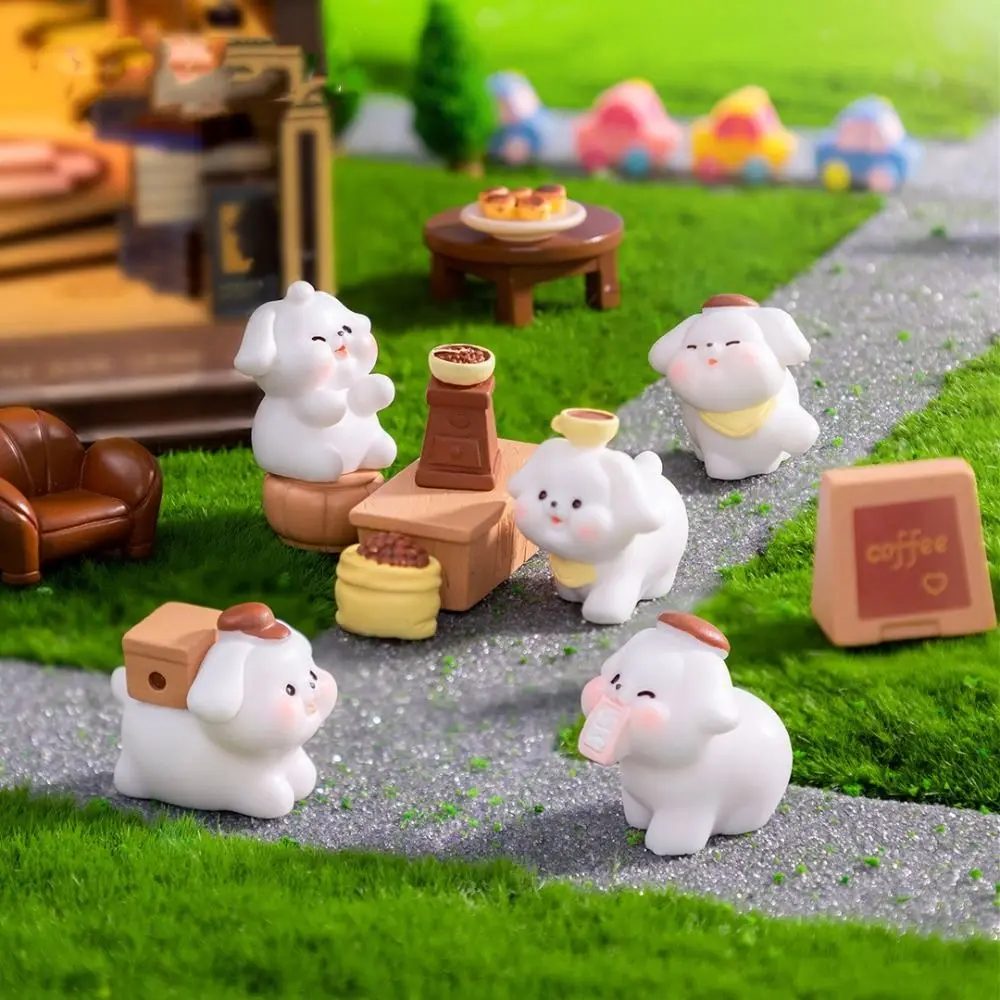New DIY Doll House Dog Doll Dog Coffee Shop Car Ornament Miniature Figurines Gift Gardening Mini Animals Figurine