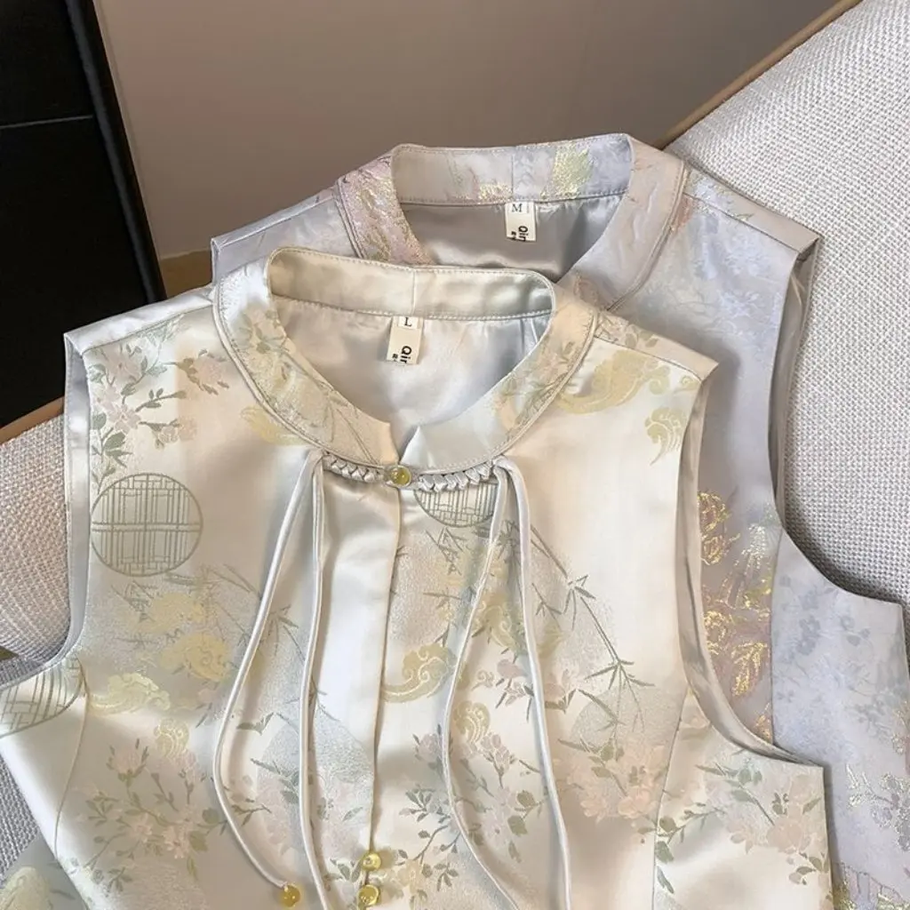 

National Style Retro Fashion Short Vest Elegant High-end Top for Women Chinese Cultural Element Elegant Fit Women's Vest