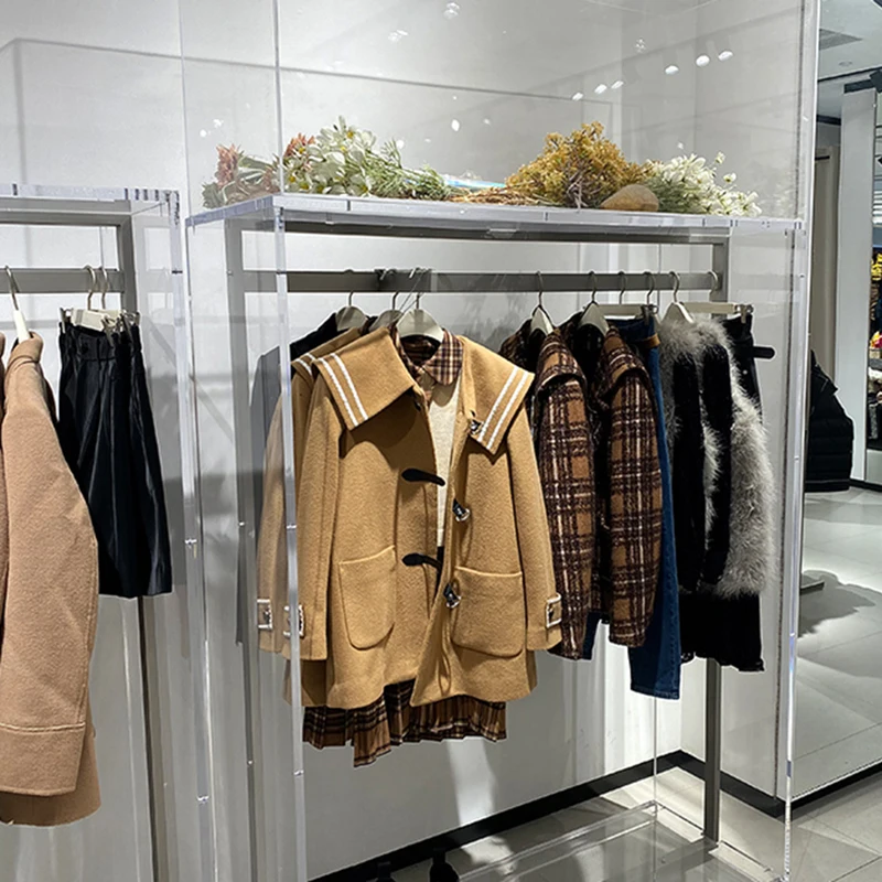 Acrylic Clothing Display Rack Transparent Display Cloth Cabinet Multifunctional Acrylic Shelves Rack For Boutique