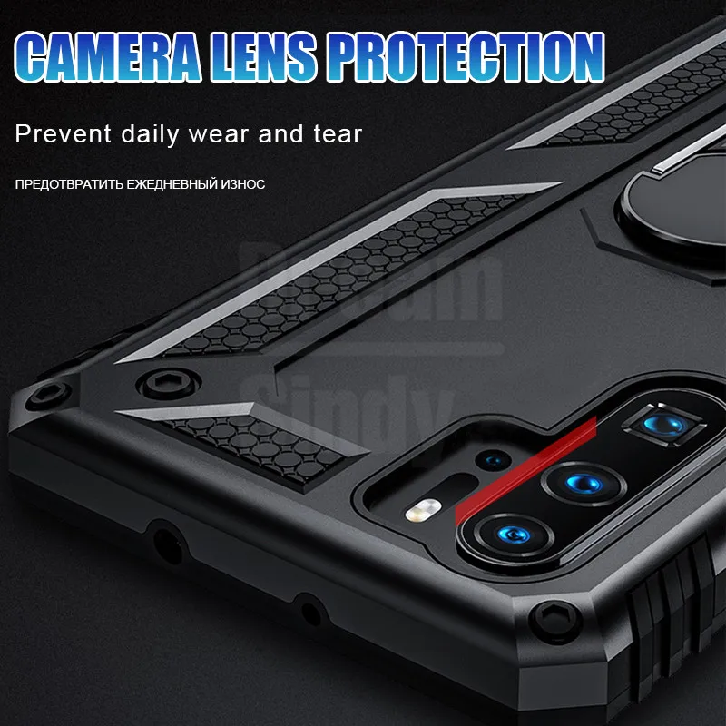 Funda de lujo a prueba de golpes para Huawei P30 Pro P Smart 2019, funda de parachoques suave para Huawei Honor 10 P30 Lite, funda con anillo