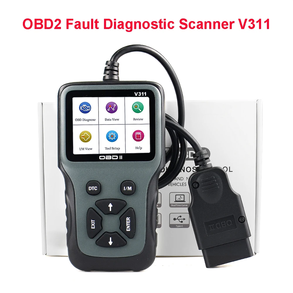 

V311 OBD 2, диагностический сканер неисправностей, считыватель кодов для двигателя автомобиля, автомобильный диагностический инструмент, автосистема, автомобильные аксессуары, детектор V 311