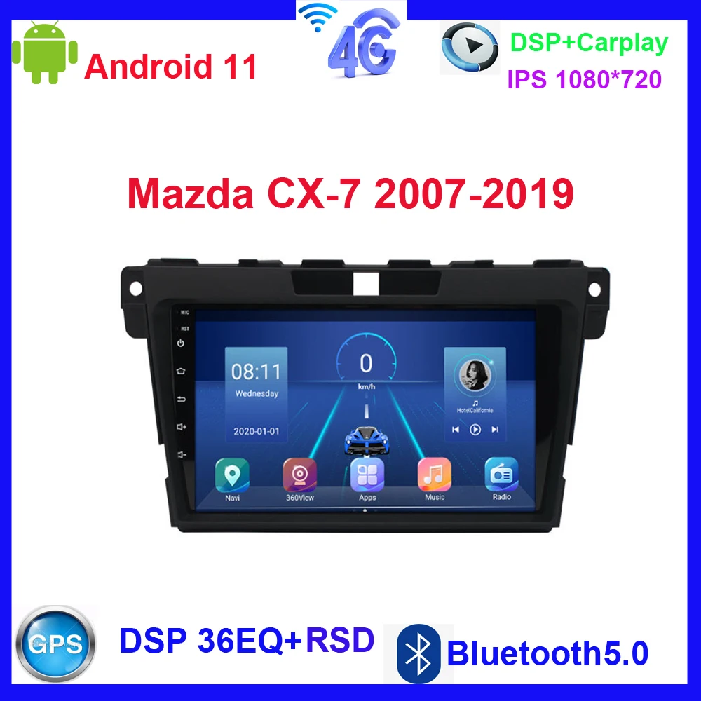 

Android Audio GPS Navigation Player Radio for Mazda CX7 CX-7 Support BOSE Soundsport Free 2009-2014 8 Core,DSP 48EQ QLED