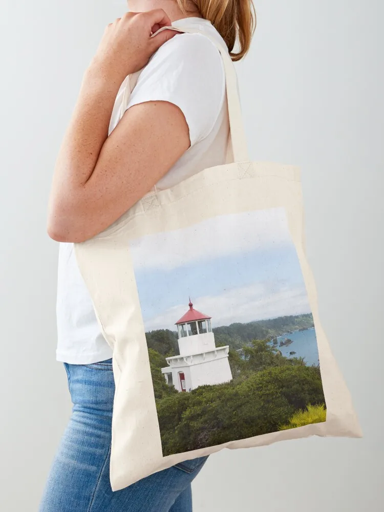 Trinidad Memorial Lighthouse in Trinidad, California Tote Bag tote bag men's Women's bags Canvas Tote Bag