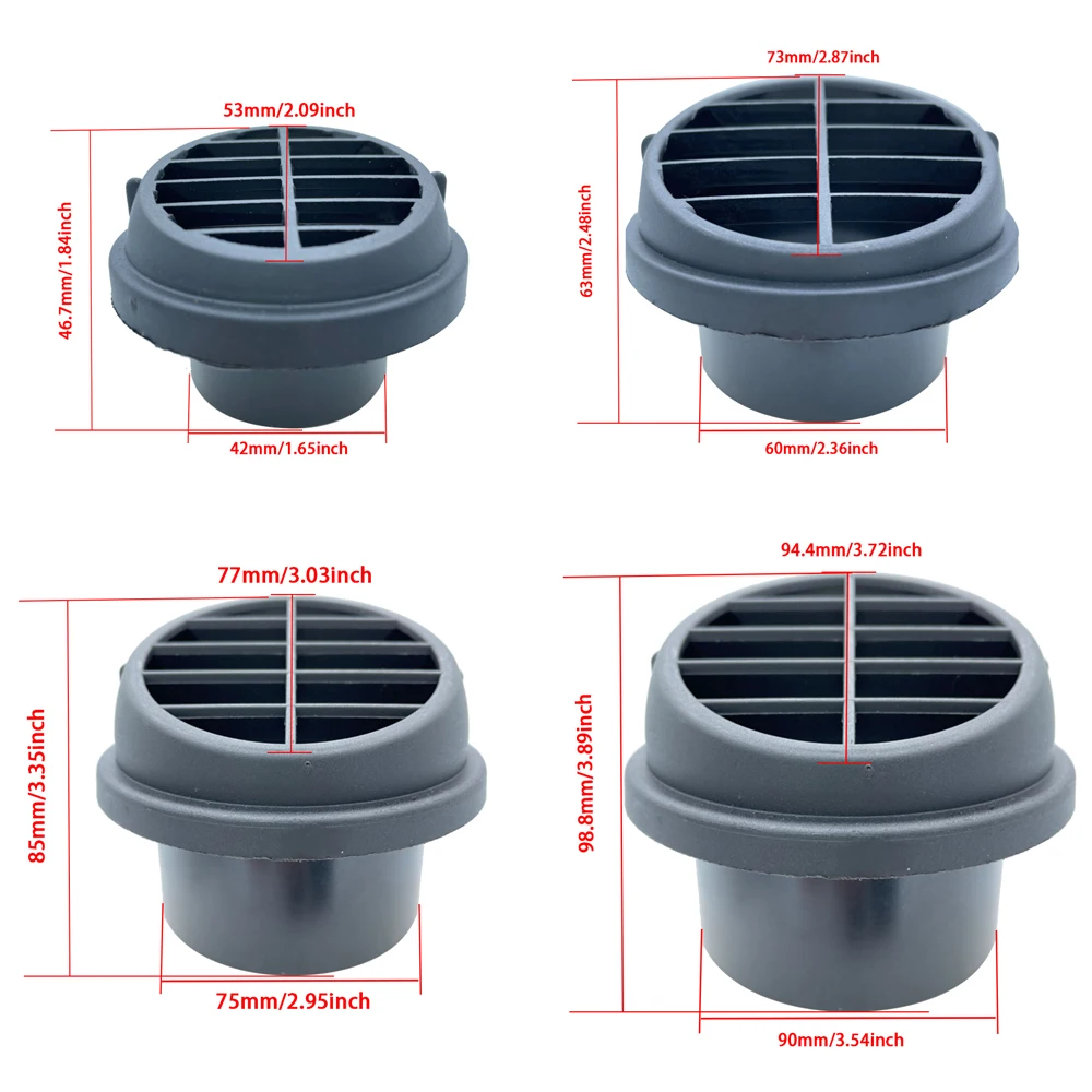 42/60/75/90mm Heater Parking Heater Round Head Air Vent Car Heater Air Outlet Directional Rotatable for Webasto Truck Auto Parts