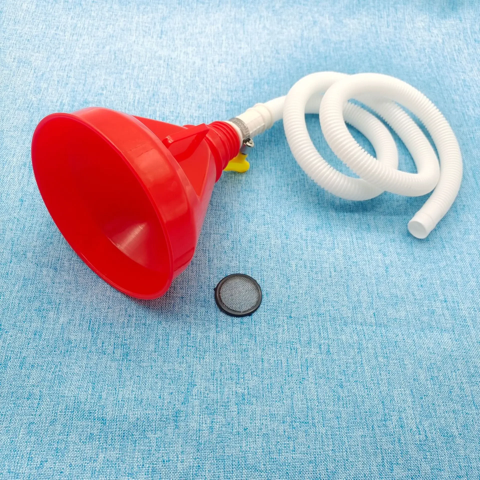 Hands-Free U-Shaped Filling Funnel with Filter for Engine & Car Fluids, Large Diameter Spill-Free Pouring