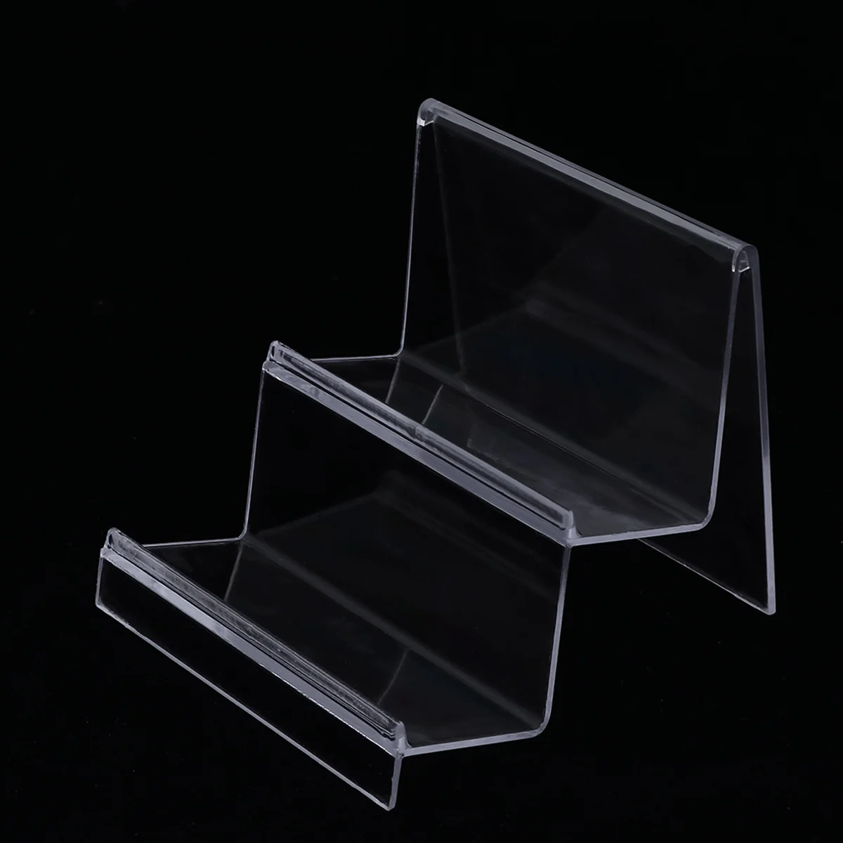 

Acrylic Wallet Holder Rack Two Tier Desktop Storage Display Stand for Purse Handbag Jewelry Books Digital Products Organizer