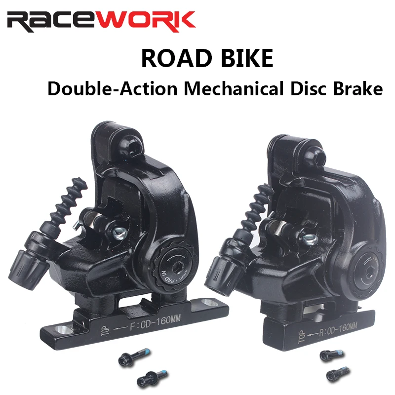 RACEWORK Disc Brake Flat Mount Road Bike Mechanical Dual Side Actuation Caliper 160mm Front Rear Bicycle Clamp Cycling Parts