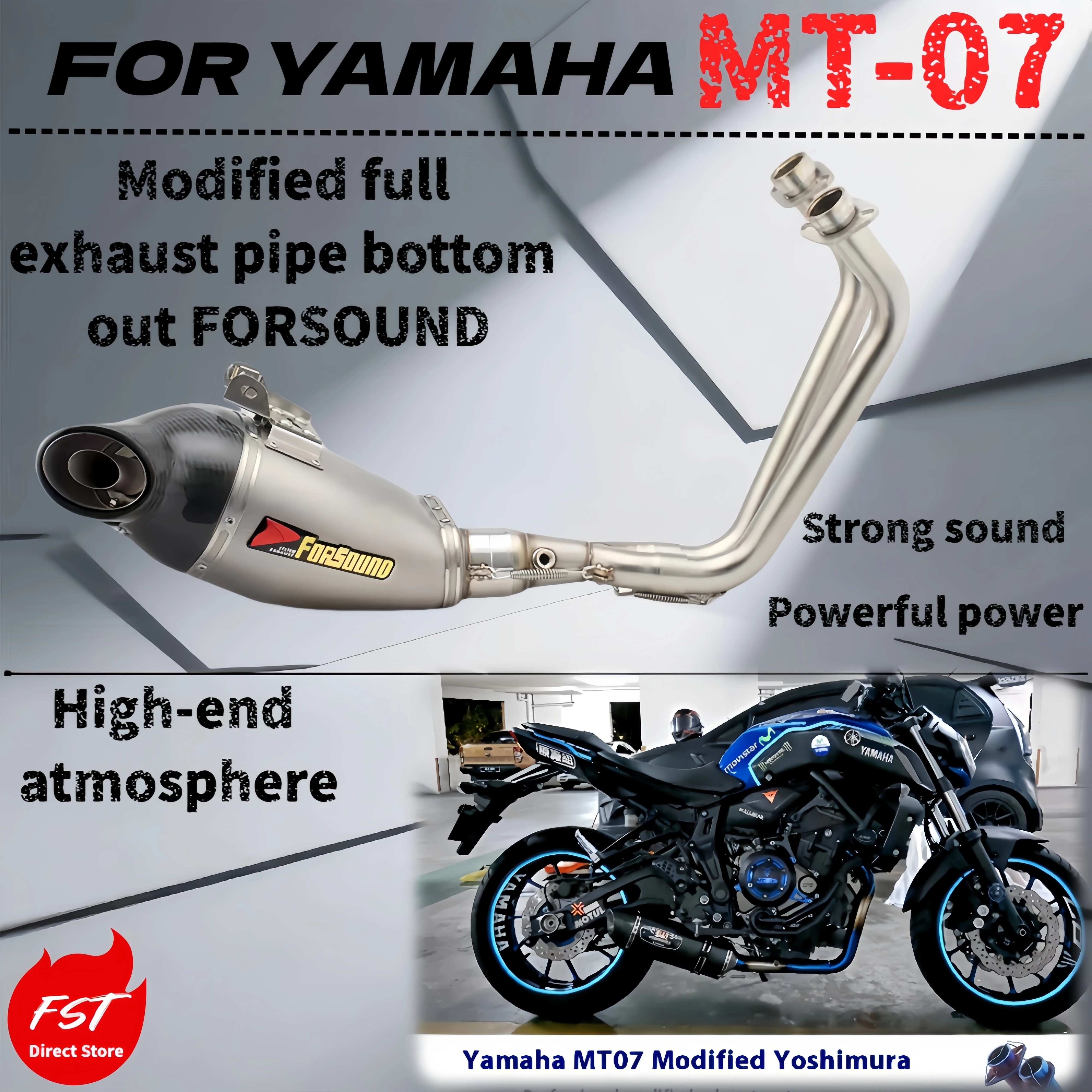 

For Yamaha MT-07 Exhaust Pipe Stainless Steel Performance Muffler Upgrade Modified Exhaust System for Motorcycle Tuning