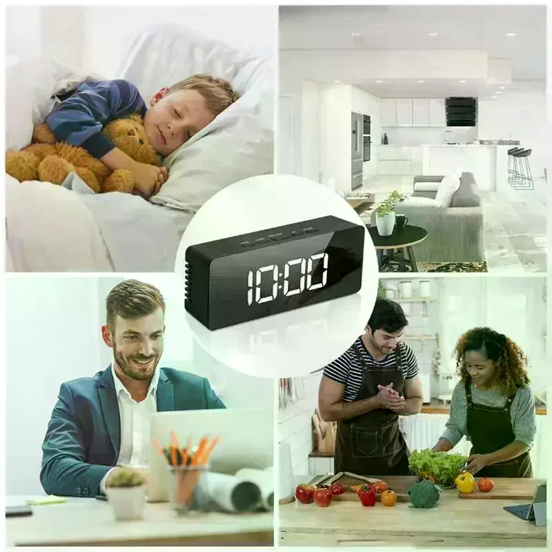 Digital Alarm Clock LED Electronic Desktop Clock With Temperature For Bedroom Home Office Teens Kids