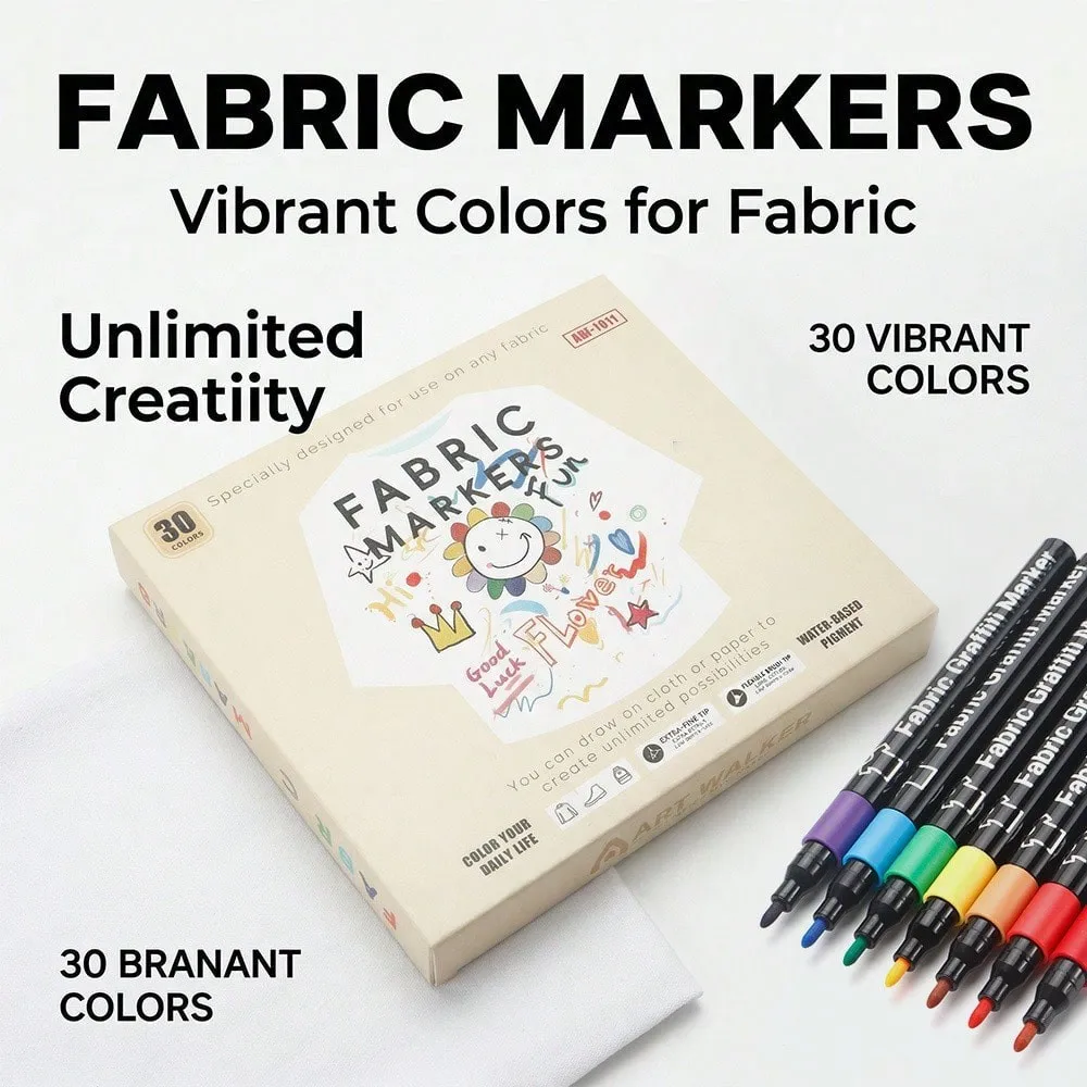 6/12/24/30 Colors Fabric Marker Pens Waterproof Colored Markers Pen For Artist Rock Painting Glass Ceramic Fabric DIY Card Pen