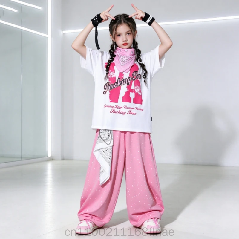 Children's Pink Hip Hop Street Dance Performance Dress, Boys' Hiphop Vest Set, Children's Flash Diamond Pants, Boys' Clothing