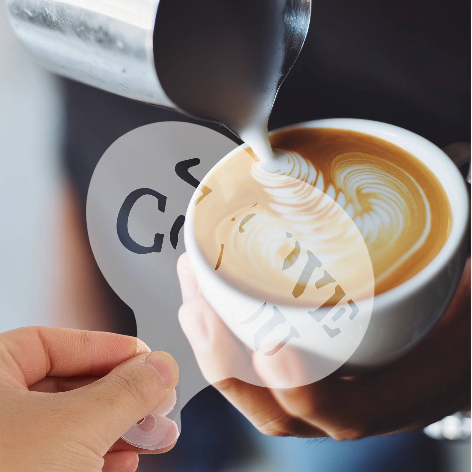 

16 Pcs Coffee Stencil Latte Mold Reusable Plastic Cookie Molds Cappuccino Art Tools Sprinkling Cocoa Chocolate Cake Cupcake