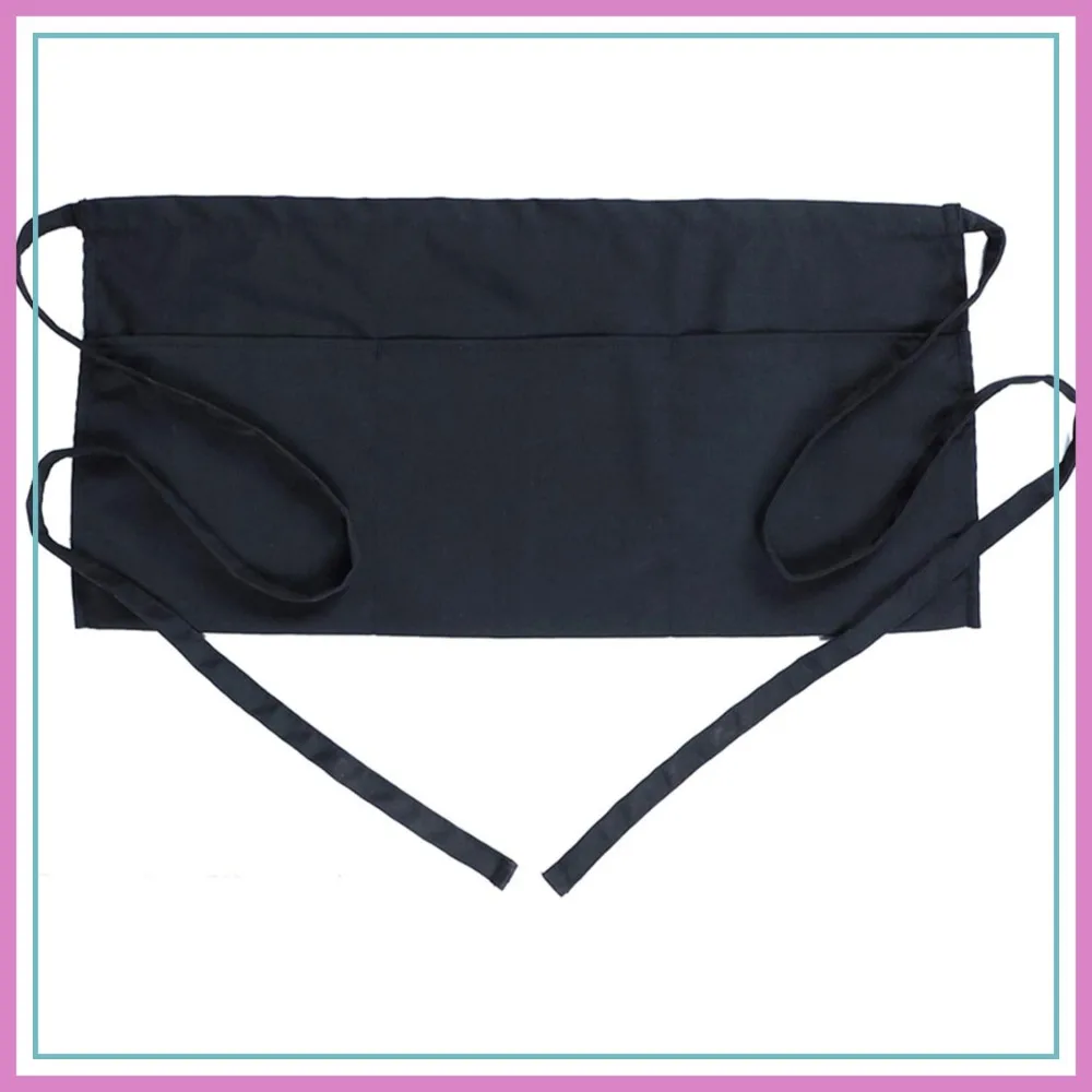 

Waist Apron with 3 Pockets - Black for Waitress, Waiter, Server, Short Aprons