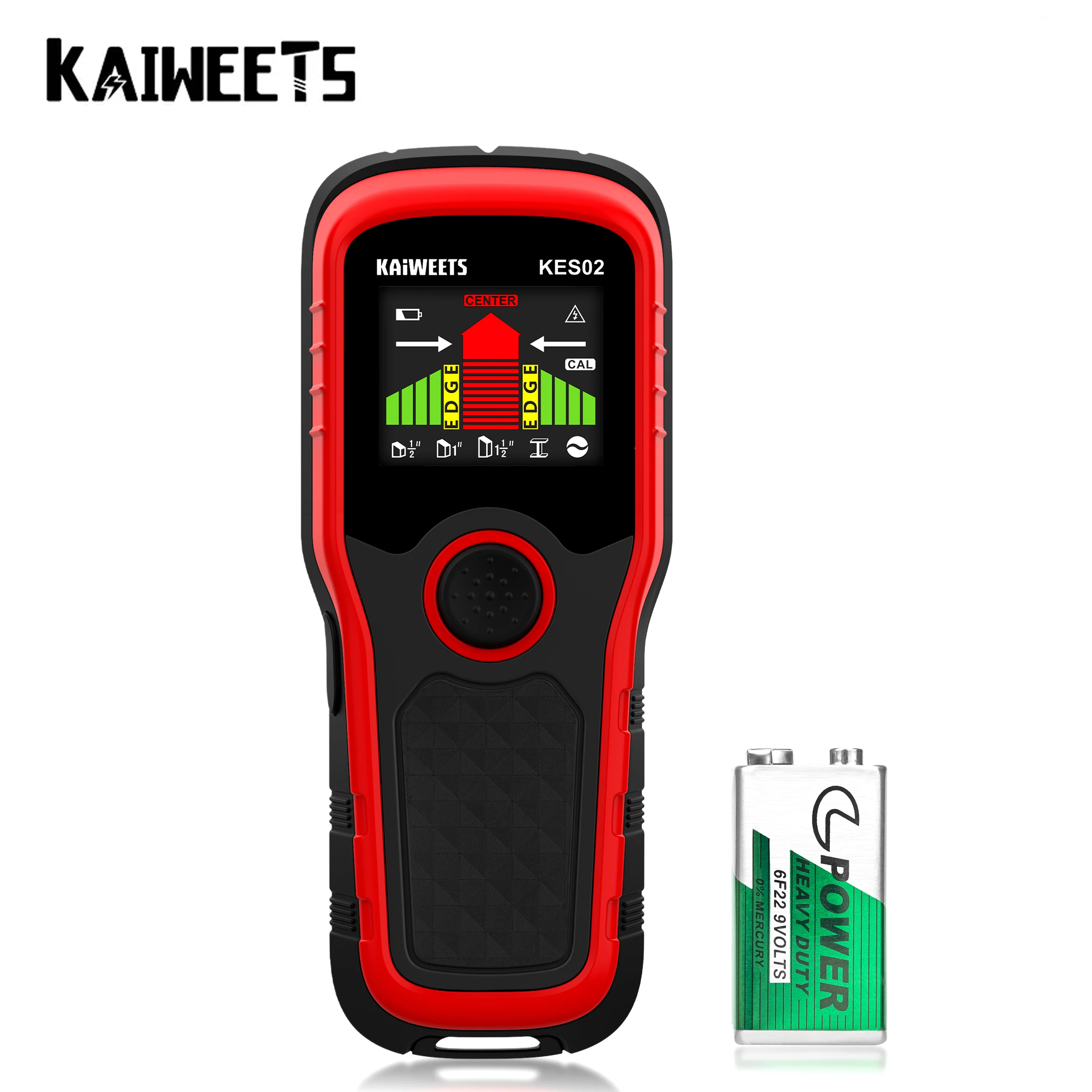 

KAIWEETS Stud Finder Wall Scanner 5 in 1 LCD Electronic Detector Edge Center Wood Studs Metal Detecion AC Live Wires Detection