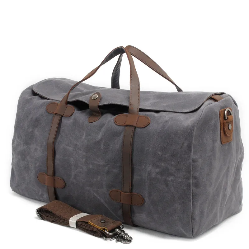 

New wax-printed canvas travel bag handbag casual short-distance trendy large-capacity cross-body waterproof luggage bag