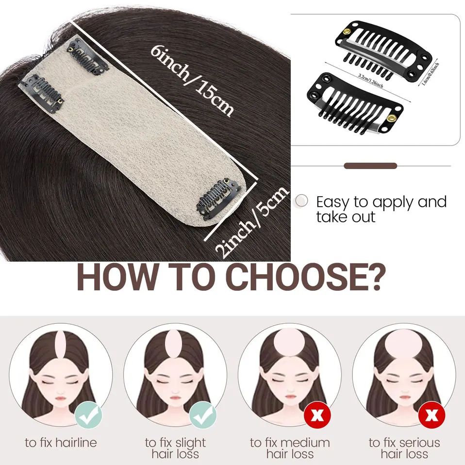 سيجو 2 "x 6" الحرير قاعدة الشعر القبعات العالية للنساء 100% شعر بشري حقيقي 12/16 بوصة خط فروة الرأس القبعات العالية إضافة حجم خصلات شعر للنساء