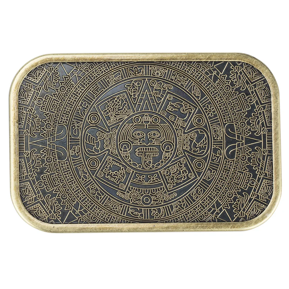 Aztec Solar Calendar Belt Buckle Mysterious ancient Mayan civilization pattern