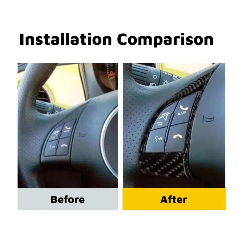 Carbon Fiber Steering Wheel Button Cover Stickers for Fiat 500 500C 500e Bravo Grande Punto Evo Auto Interior Decor Accessories