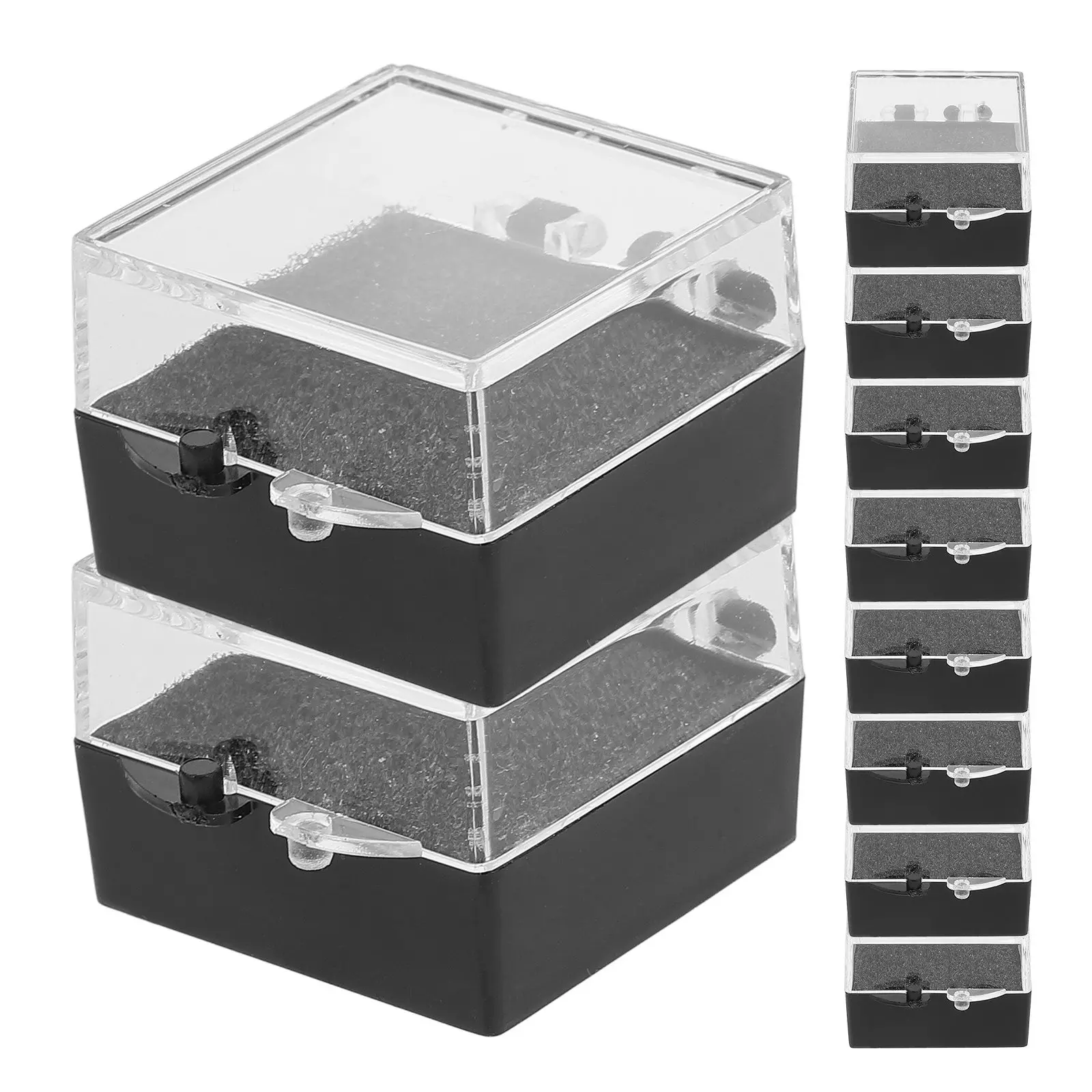 

10Pcs Clear Square Display Box Jewelry Storage Organizer Brooch Ring Case Protective Sponge Insert Badge Display Holder