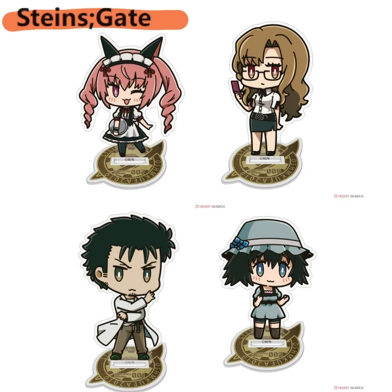 Anime acrílico soporte figura de acción juguete Steins Gate PVC acrílico Okabe Rintarou soporte de escritorio modelo juguete para regalo 10cm