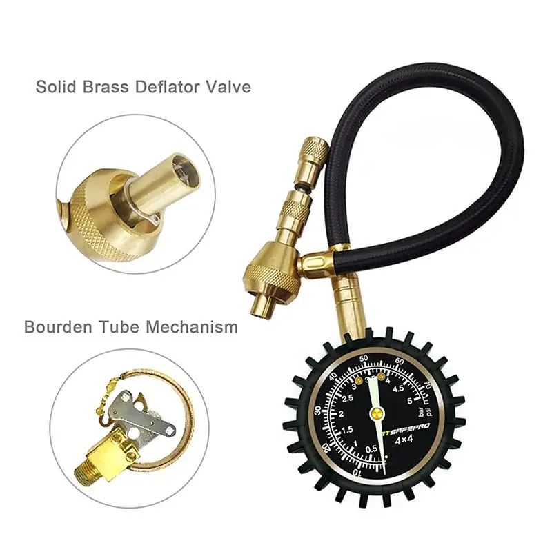 75Psi Auto Tire Tyre Rapid Deflator Pressure Gauge Meter Tool Metal Manometer Barometers Tester Meter For Truck Motorbike