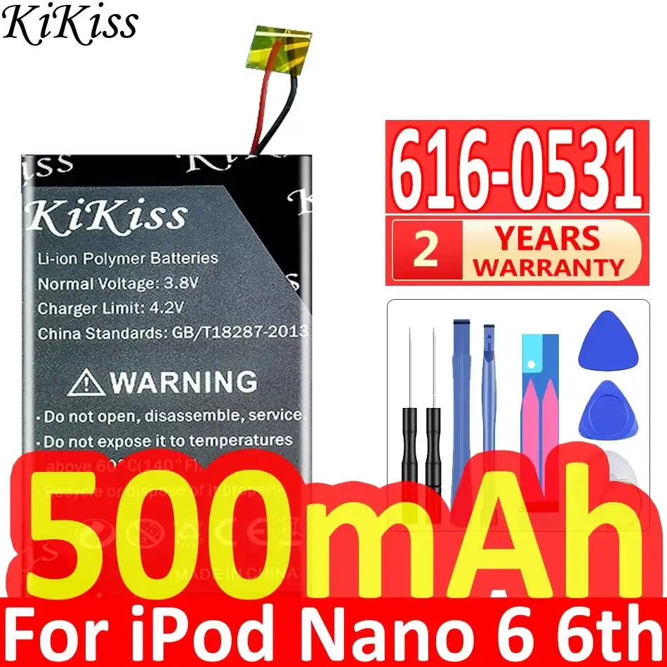 For Apple iPod Nano 6 6th Gen 8GB 16GB 616-0531 Mp3 Battery 500mAh Long-Lasting Performance