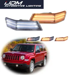 For Jeep Patriot 2007-2017 Car Front Bumper Corner LED Lights White DRL/Parking Lights & Sequential Amber Turn Signal Lights 12V