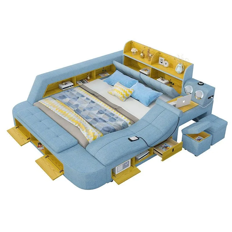 & Frame Fancy Italian Bed Multifunctional Upholstered Minimalist Queen Bed Organiser Double Relaxing Sleeper Furniture Accessori