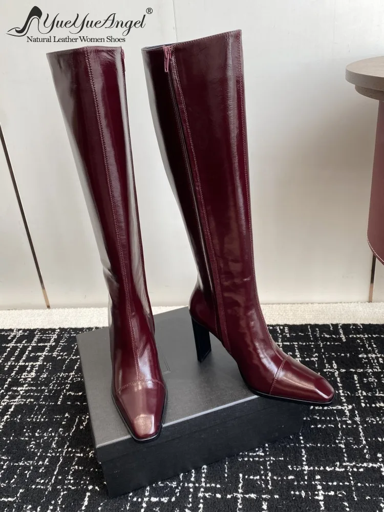 French Style Fashion Women New Concise comfortable Genuine Leather Zipper Strap High Boots Cowhide Ladies Hard Wearing Footwear