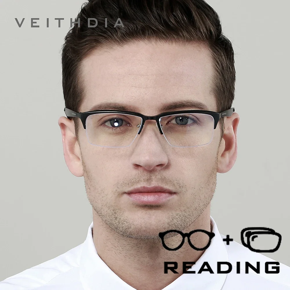 

Очки для чтения VEITHDIA с защитой от синего света, алюминиево-магниевая оправа, линзы из поликарбоната TR90 +1.00 +1.50 +2.00 +2.50 87R27