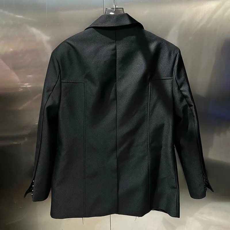 HKSH Spring Autumn New Women's Blazer Notched Collar Niche Design Patchwork Tassel Elegant Fashion Dark Trend Ins Jacket HK15185