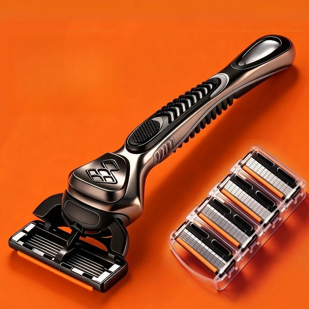 6-Layer Blade High Quality Safety Razor With Skin Protection System Replaceable Razor Blades Men's Manual Shaver Blades