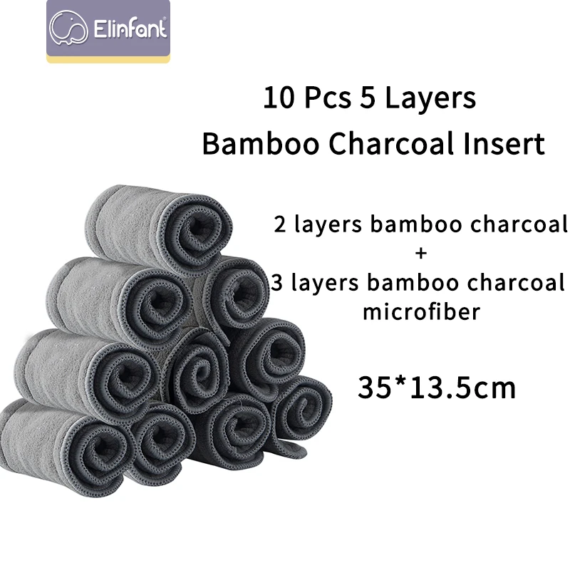 Elinfant 10 Pcs/Set Store Diaper Insert Reusable Bamboo Charcoal Washable Hemp Cotton Microfiber Diapers Insert Cloth Nappy Line