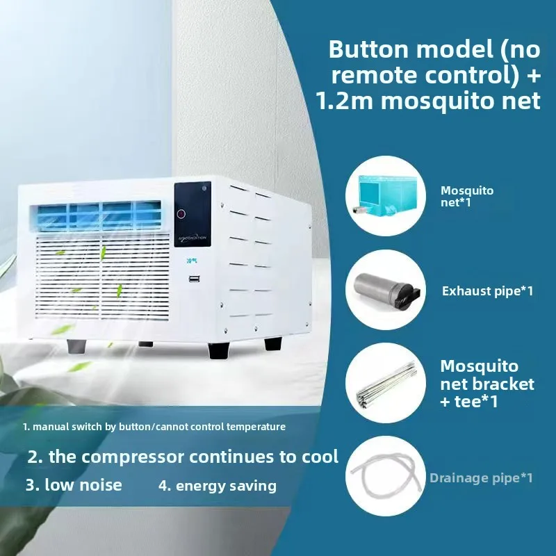 For Mobile Air Conditioner Portable Mini AC Unit All-in-One Cooling Fan with Mosquito Net for Dormitory Bedroom Home Office
